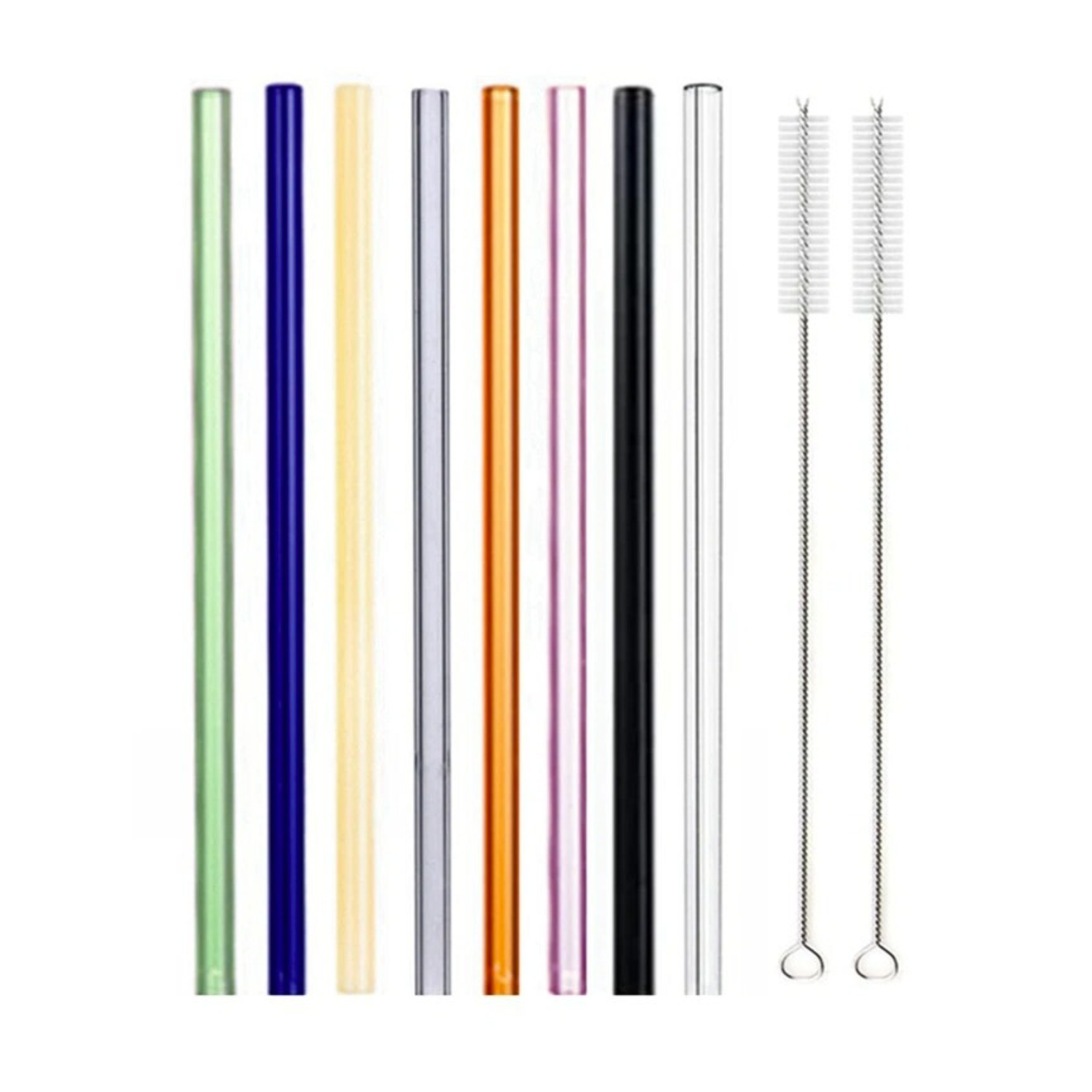 8 Piece Glass Straw Set