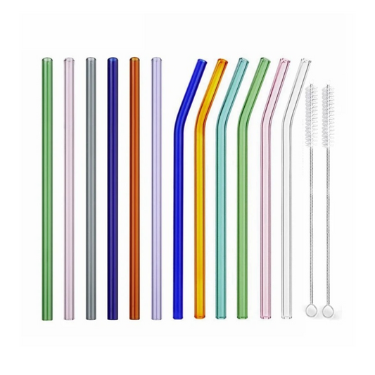 8 Piece Glass Straw Set