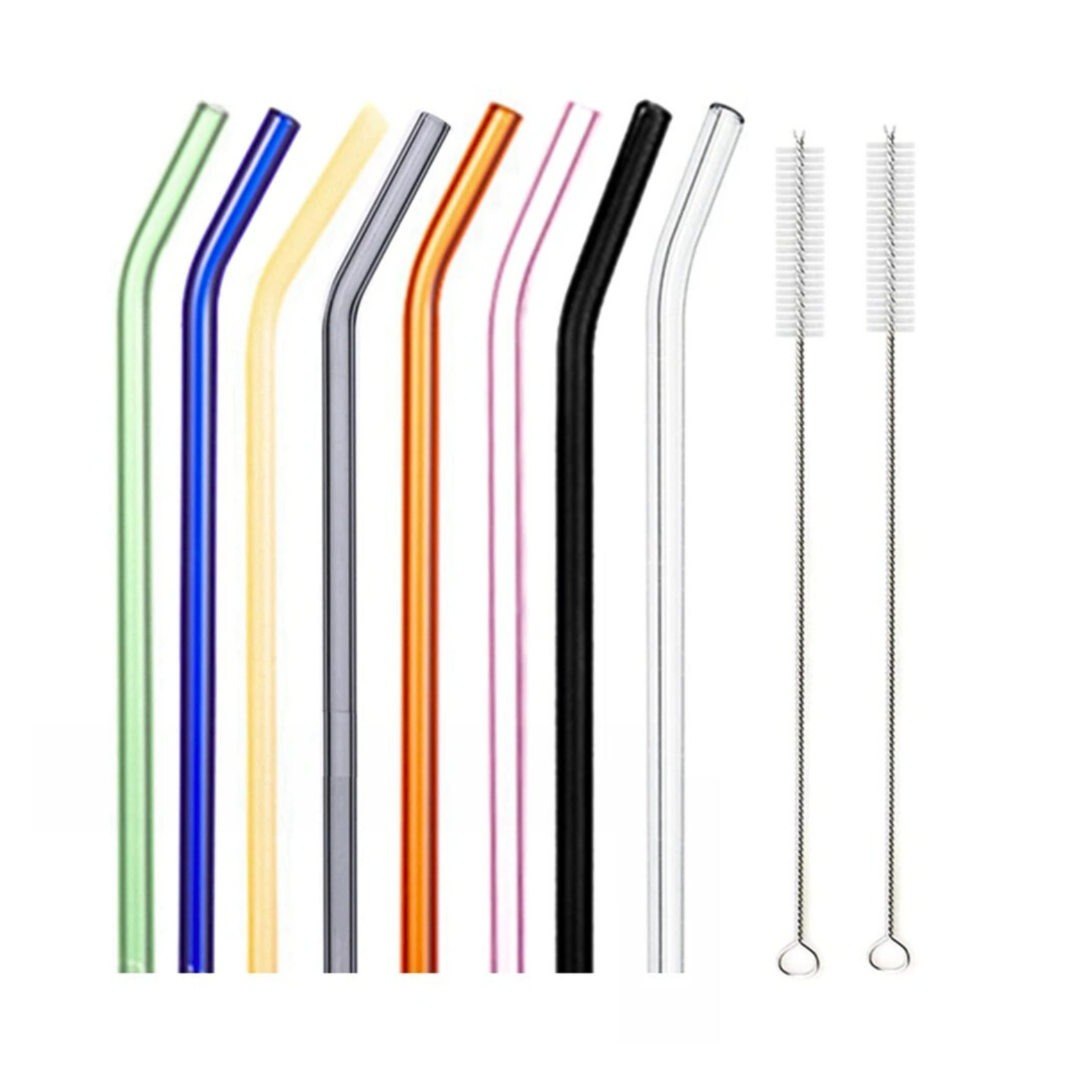 8 Piece Glass Straw Set