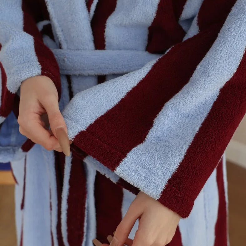 Bambi Striped Bath Robe & Turban