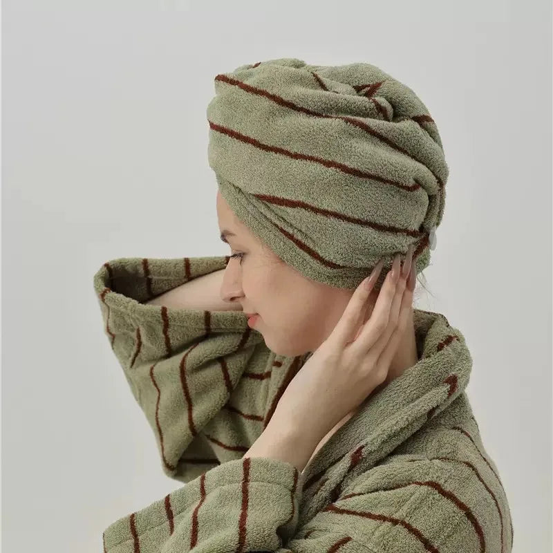 Bambi Striped Bath Robe & Turban