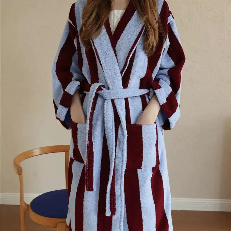 Bambi Striped Bath Robe & Turban
