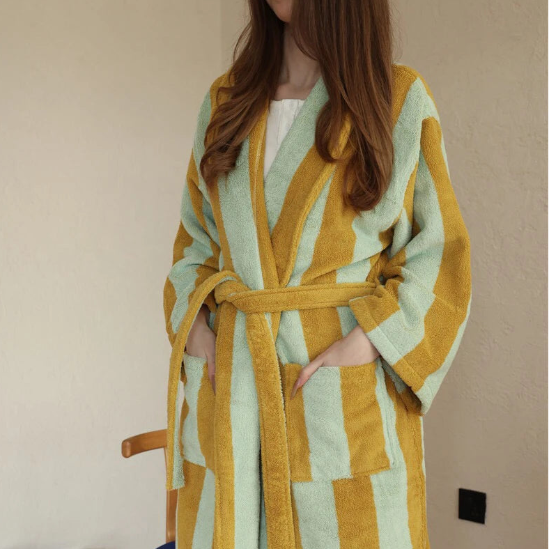 Bambi Striped Bath Robe & Turban