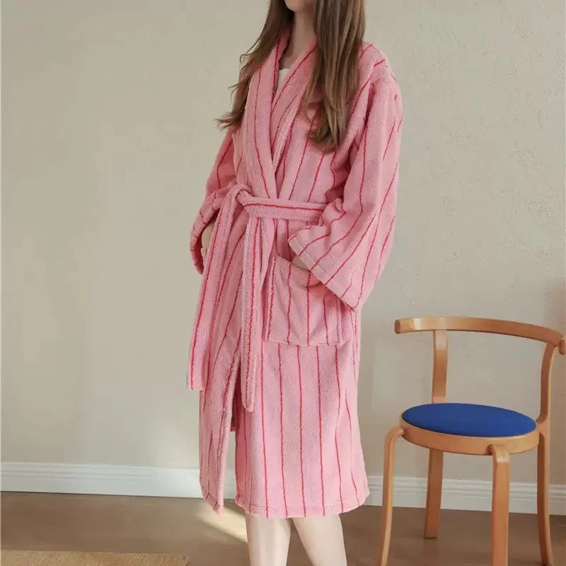 Bambi Striped Bath Robe & Turban