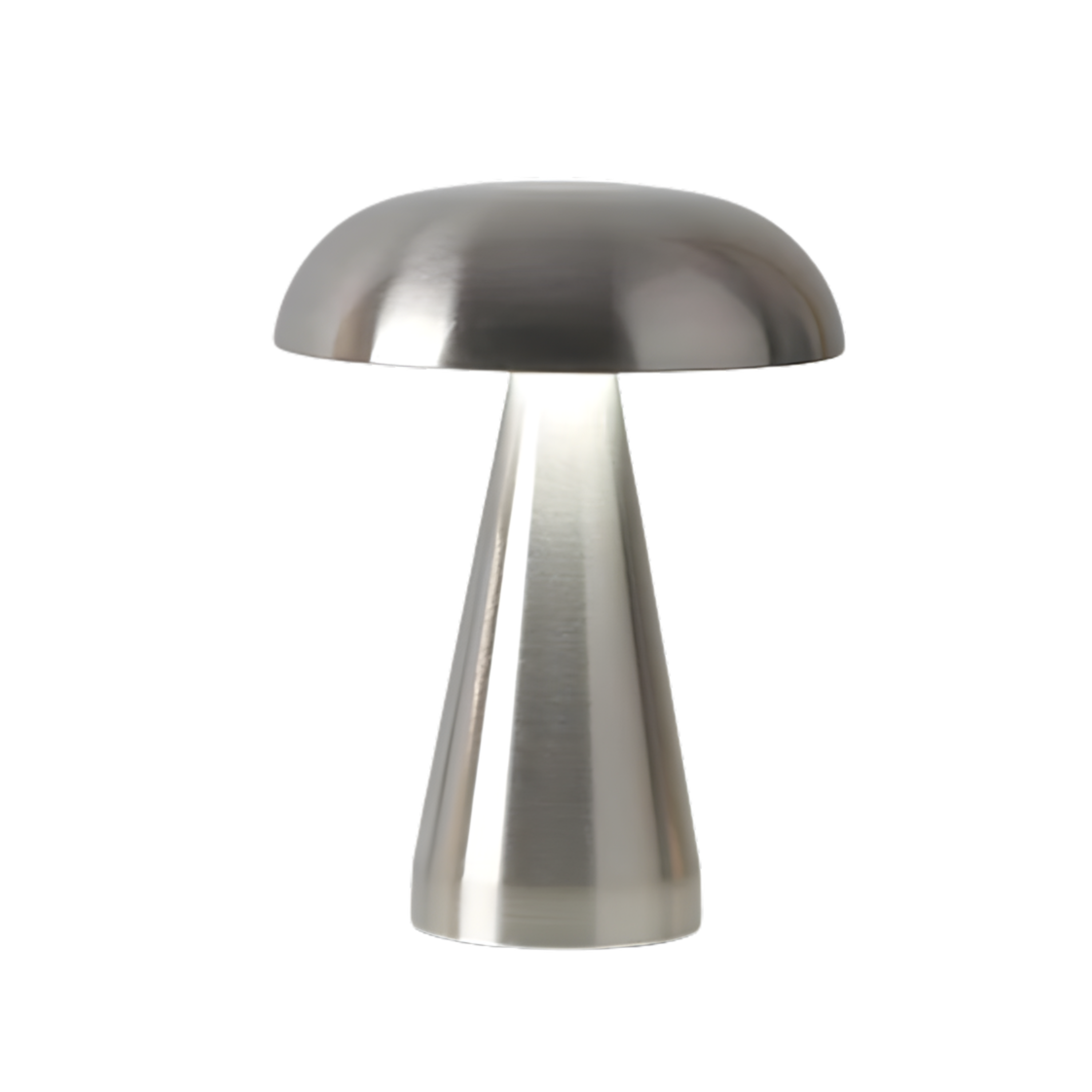 Jaz Chrome Desk Lamp in Silver, dome head and tapered body on a plain white background