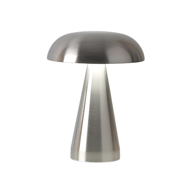 Jaz Chrome Desk Lamp in Silver, dome head and tapered body on a plain white background